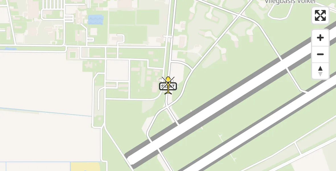 Vluchtroute Politiehelikopter van Vliegbasis Volkel naar Vliegbasis Volkel