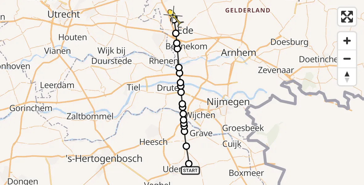 Routekaart van de vlucht: Lifeliner 3 naar Lunteren, Houtvennen