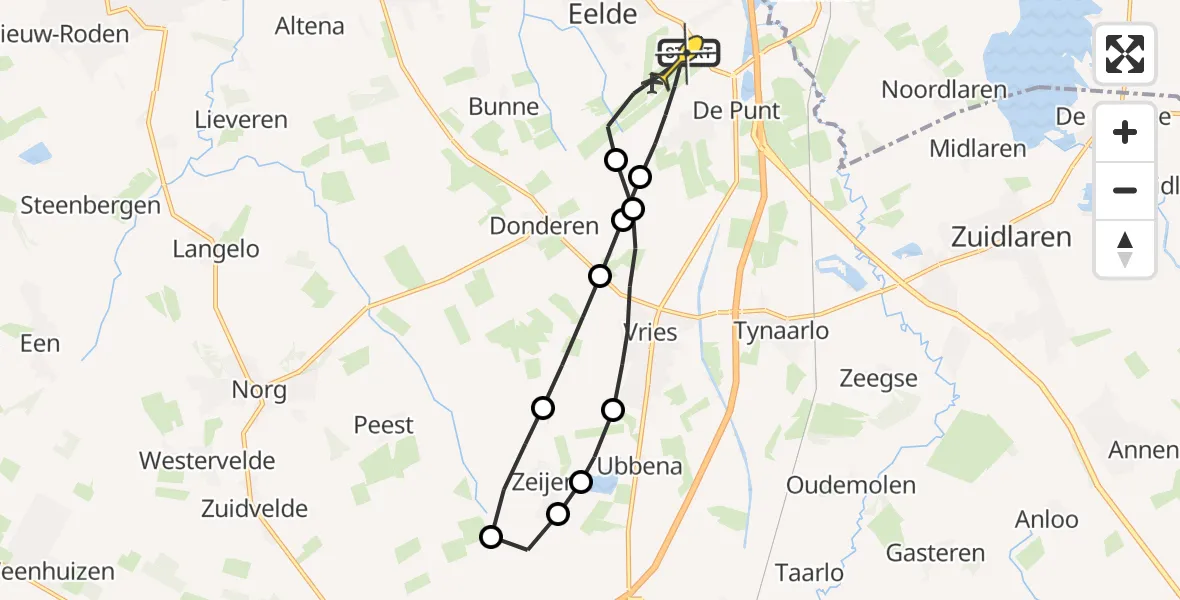 Routekaart van de vlucht: Lifeliner 4 naar Groningen Airport Eelde, Moespot