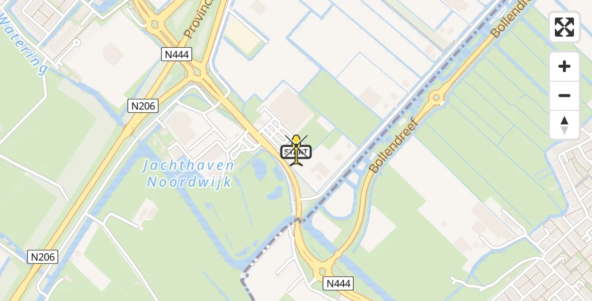 Routekaart van de vlucht: Lifeliner 1 naar Noordwijk, van Berckelweg