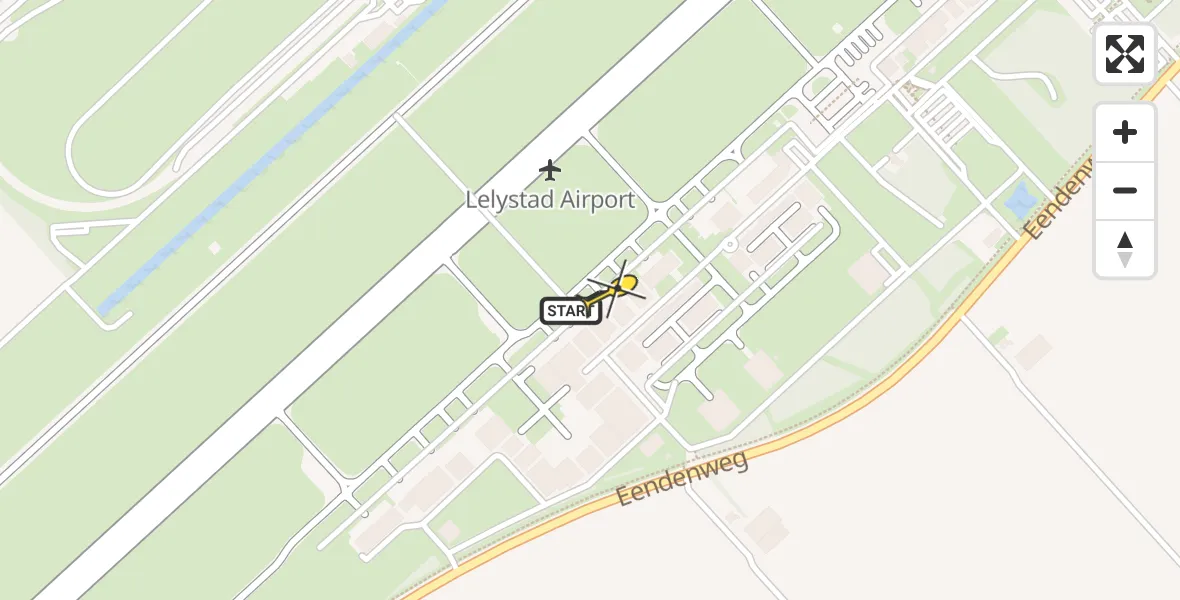 Routekaart van de vlucht: Traumahelikopter naar Lelystad Airport, Emoeweg