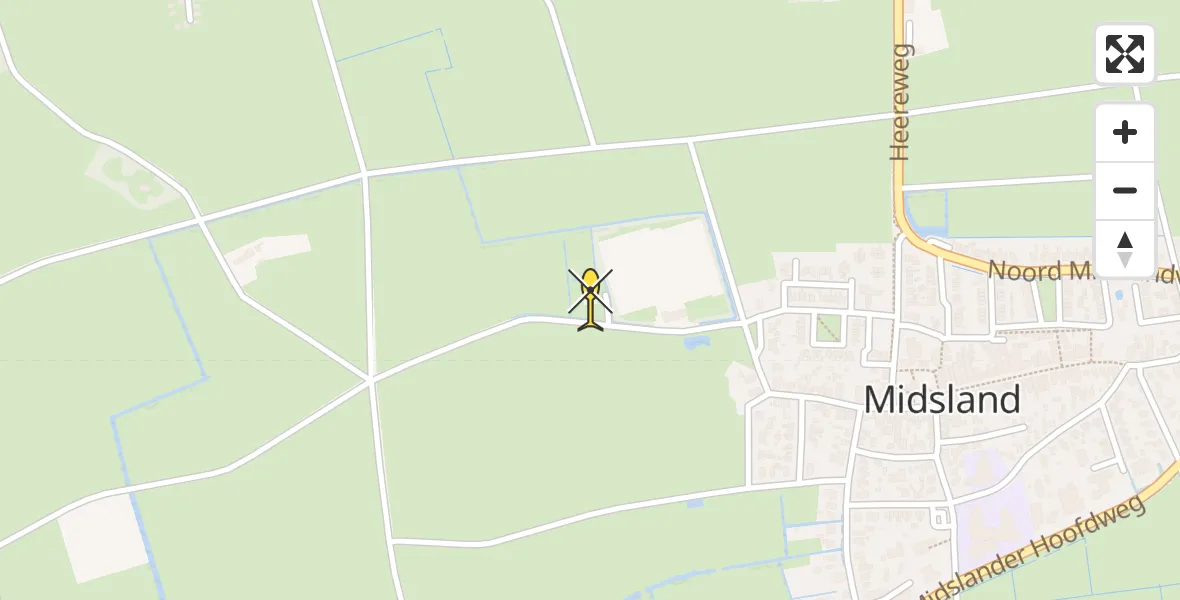 Routekaart van de vlucht: Ambulancehelikopter naar Midsland