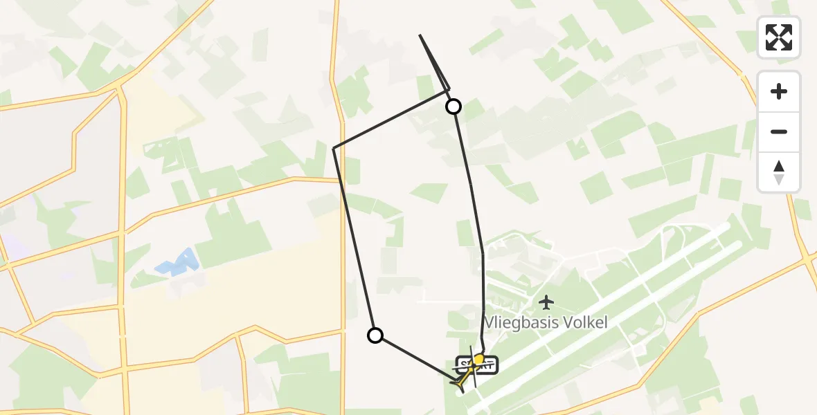 Routekaart van de vlucht: Lifeliner 3 naar Vliegbasis Volkel, Zeelandsedijk