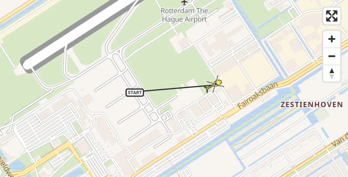 Routekaart van de vlucht: Lifeliner 2 naar Rotterdam The Hague Airport, Brandenburgbaan
