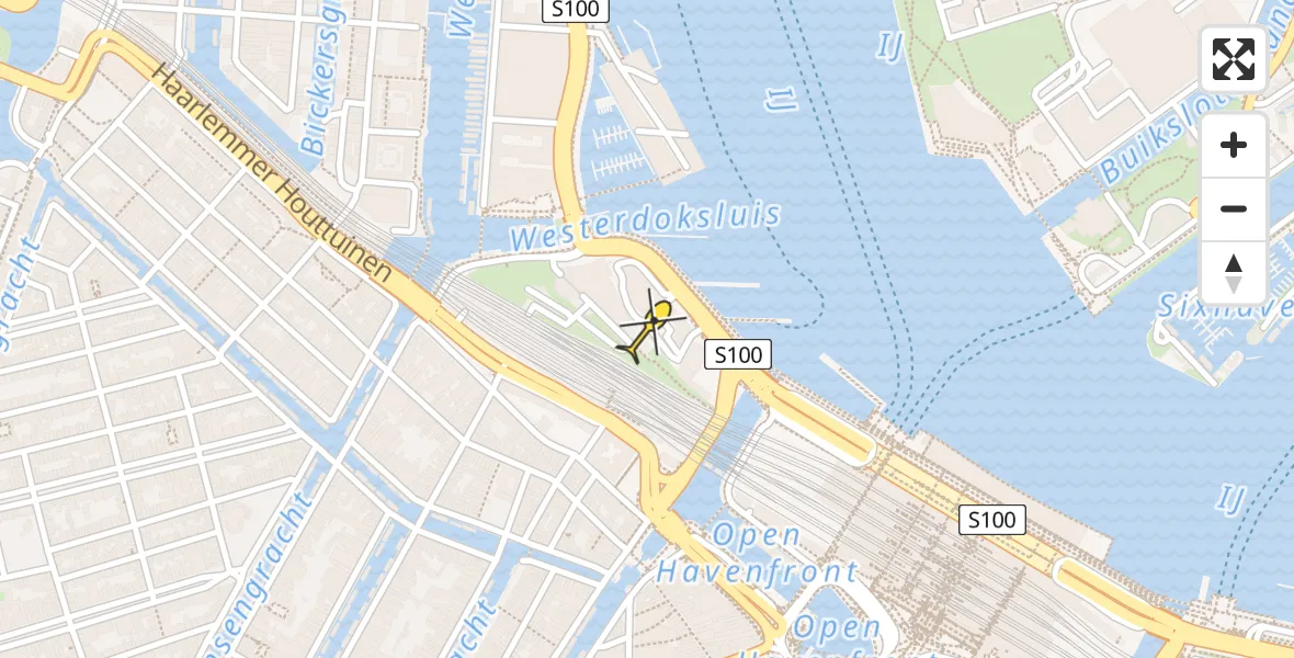 Routekaart van de vlucht: Politieheli naar Amsterdam