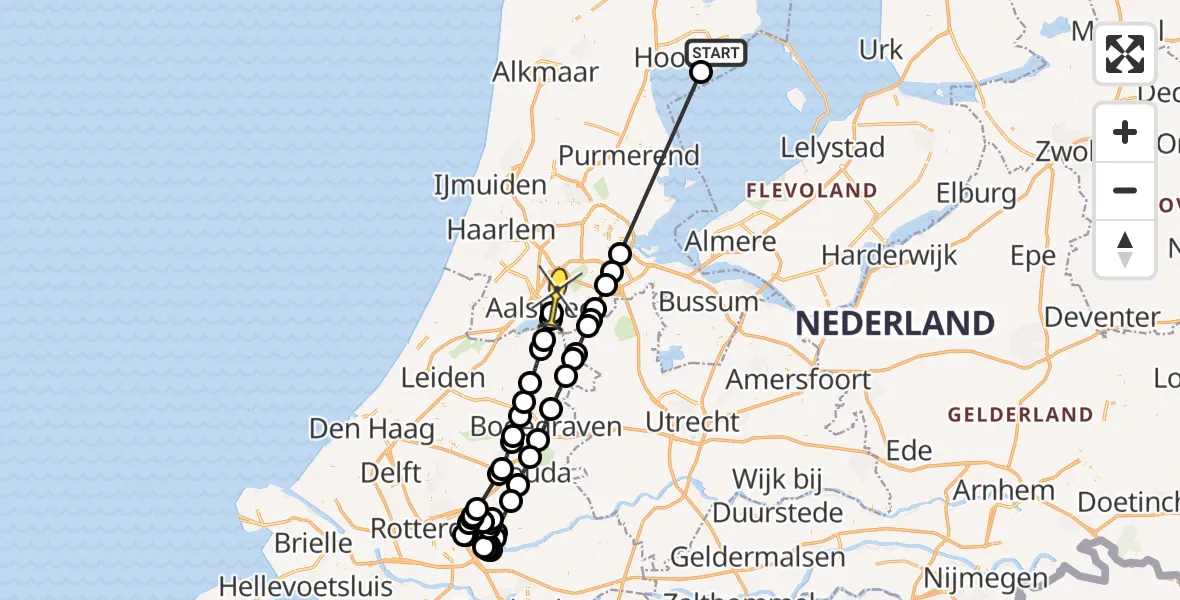 Routekaart van de vlucht: Politiehelikopter naar Aalsmeer, Zuiderlandweg