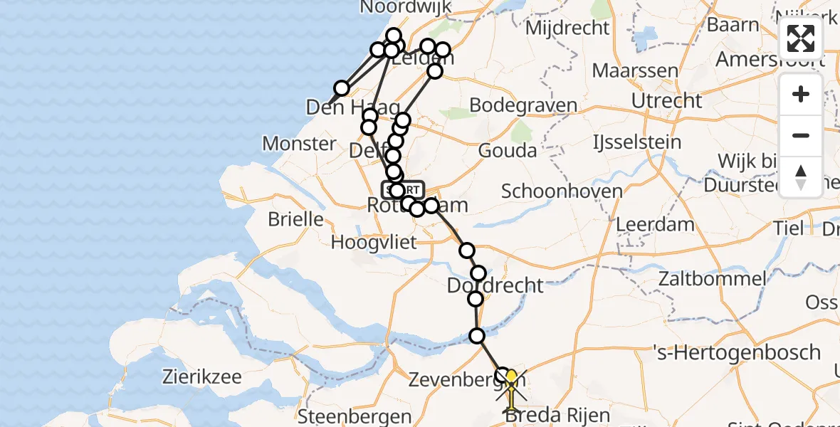 Routekaart van de vlucht: Politieheli naar Breda, Kluisstraat