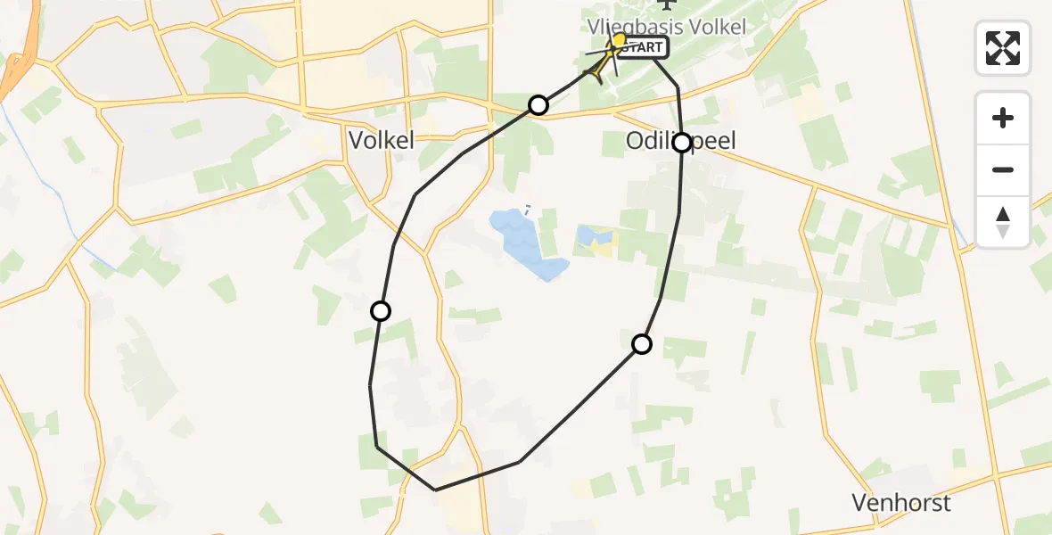 Routekaart van de vlucht: Lifeliner 3 naar Vliegbasis Volkel, Oudedijk