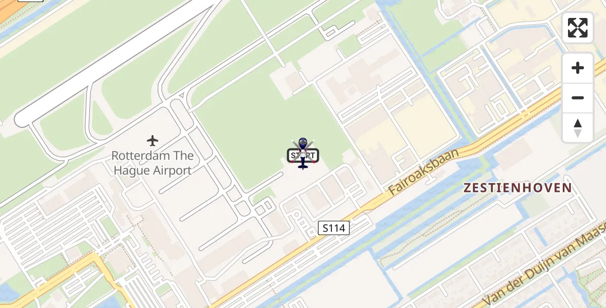 Vluchtroute Politiehelikopter van Rotterdam The Hague Airport naar Rotterdam The Hague Airport