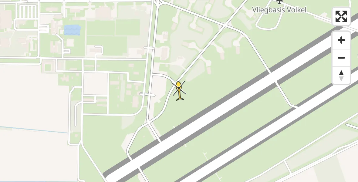 Vluchtroute Politiehelikopter van Vliegbasis Volkel naar Vliegbasis Volkel