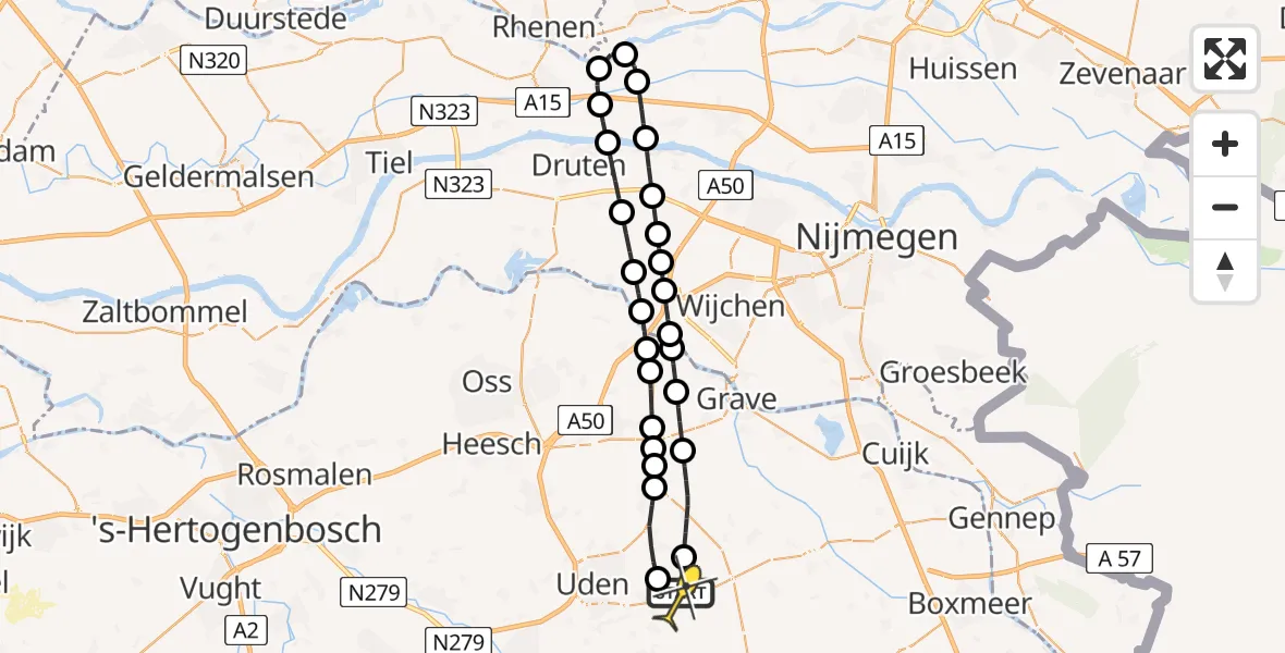 Routekaart van de vlucht: Lifeliner 3 naar Vliegbasis Volkel, Houtvennen