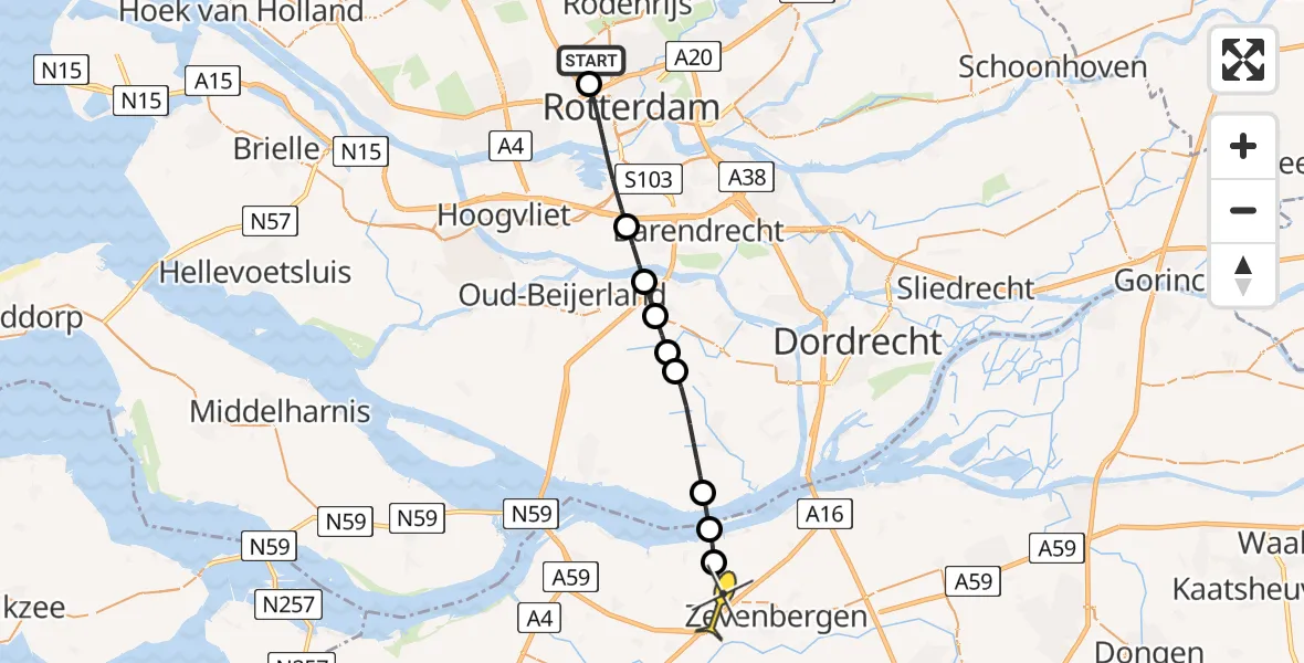 Routekaart van de vlucht: Lifeliner 2 naar Klundert, Deelenpad