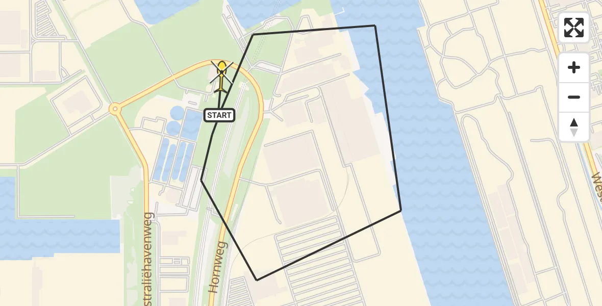 Routekaart van de vlucht: Lifeliner 1 naar Amsterdam Heliport, Lipariweg