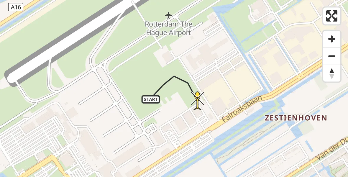 Routekaart van de vlucht: Lifeliner 2 naar Rotterdam The Hague Airport, Brandenburgbaan