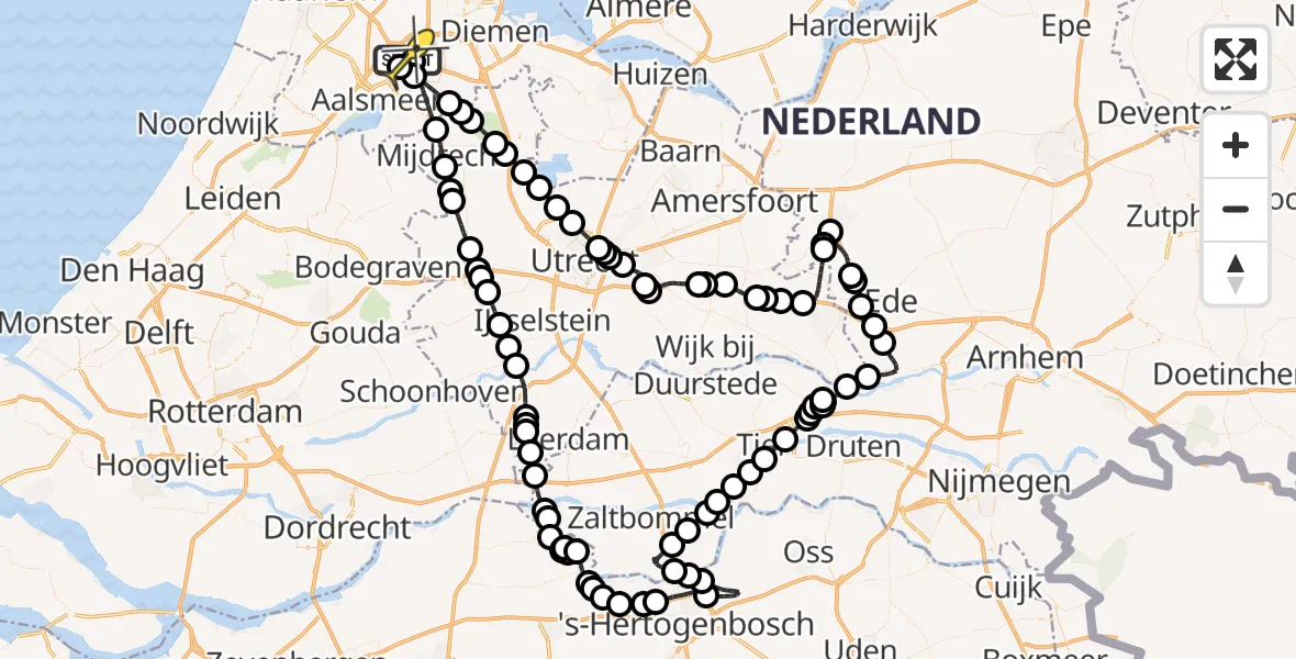 Vluchtroute Politiehelikopter van Schiphol naar Schiphol