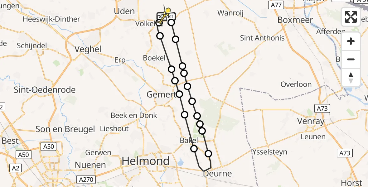 Routekaart van de vlucht: Lifeliner 3 naar Vliegbasis Volkel, Beukenlaan