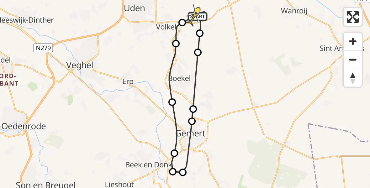 Routekaart van de vlucht: Lifeliner 3 naar Vliegbasis Volkel, Jeanny van Kuppeveltpad