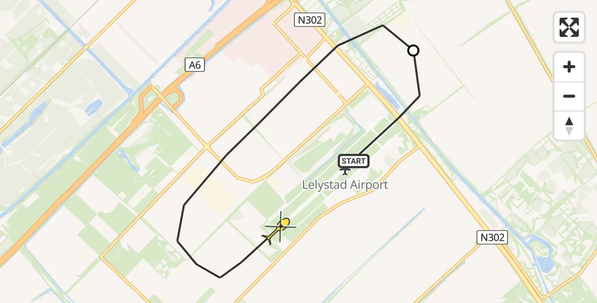 Routekaart van de vlucht: Traumaheli naar Lelystad, Larserweg
