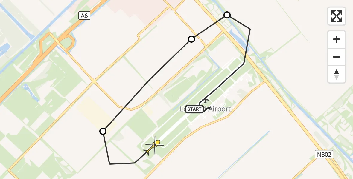 Routekaart van de vlucht: Traumaheli naar Lelystad, Emoeweg