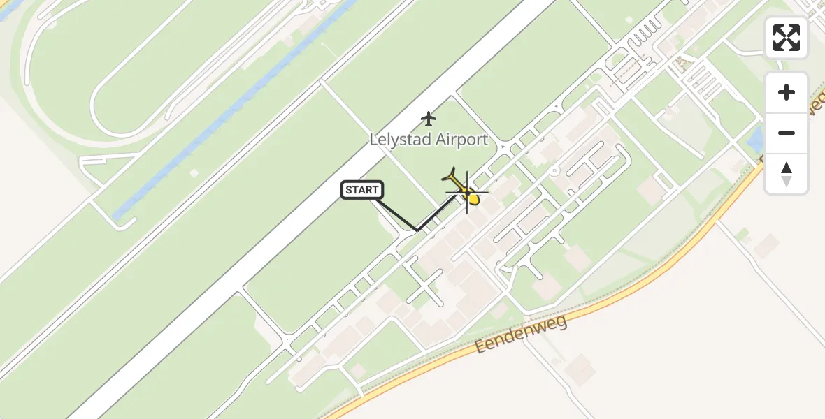 Routekaart van de vlucht: Traumaheli naar Lelystad Airport, Emoeweg
