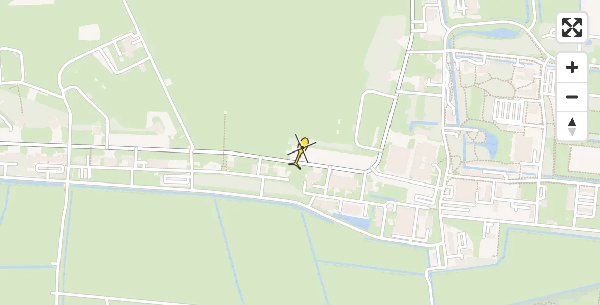 Vluchtroute Ambulancehelikopter van Vliegbasis Leeuwarden naar Vliegbasis Leeuwarden