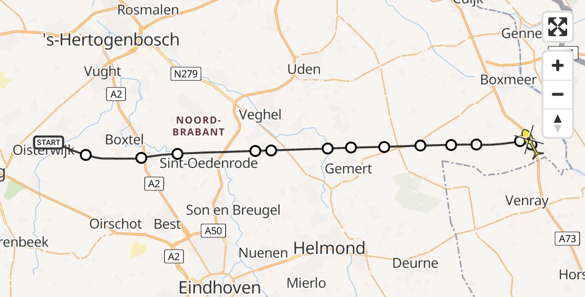 Routekaart van de vlucht: Lifeliner 3 naar Overloon, Gaspeldoornstraat