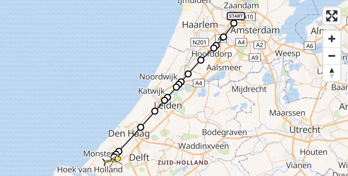 Routekaart van de vlucht: Lifeliner 1 naar Honselersdijk, Maltaweg