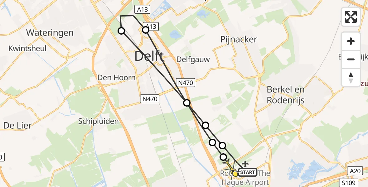 Routekaart van de vlucht: Lifeliner 2 naar Rotterdam The Hague Airport, Kingstonstraat