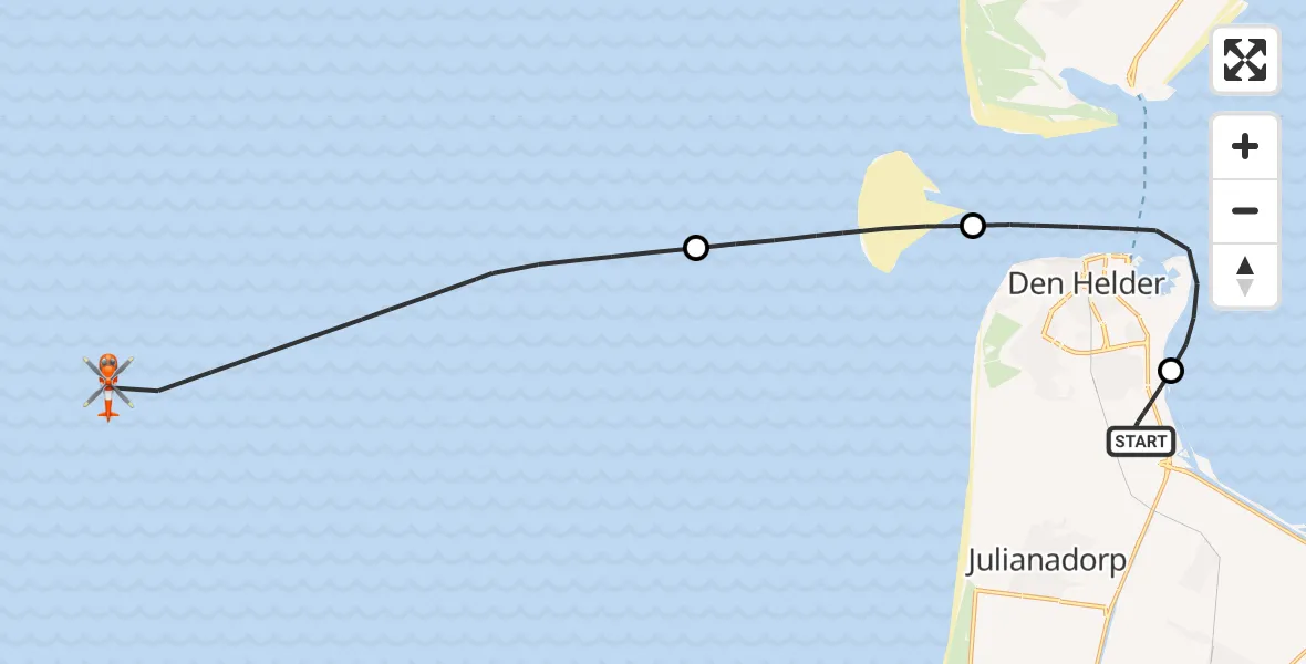 Vluchtroute Kustwachthelikopter Vliegveld De Kooy - , 15 mei 2025, 19:03