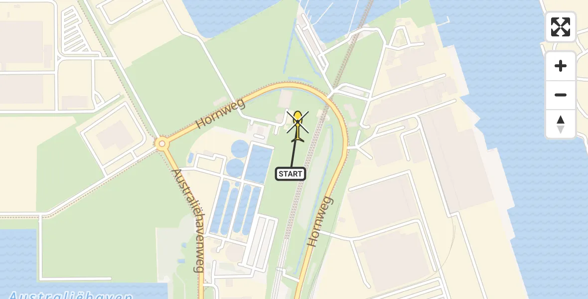 Routekaart van de vlucht: Lifeliner 1 naar Amsterdam Heliport, Hornweg