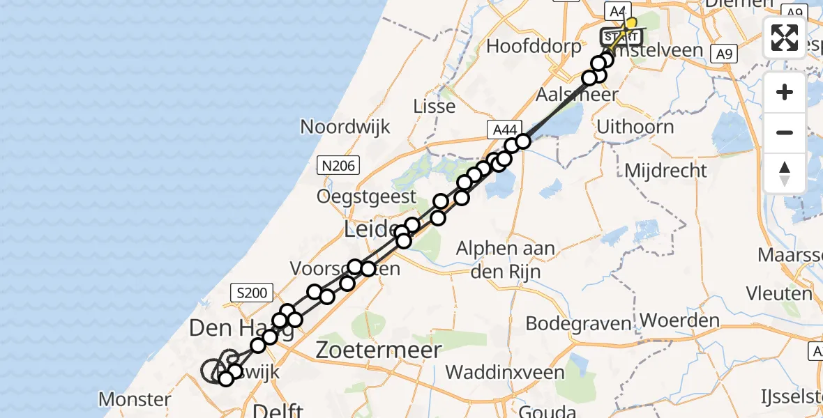 Vluchtroute Politiehelikopter van Schiphol naar Schiphol