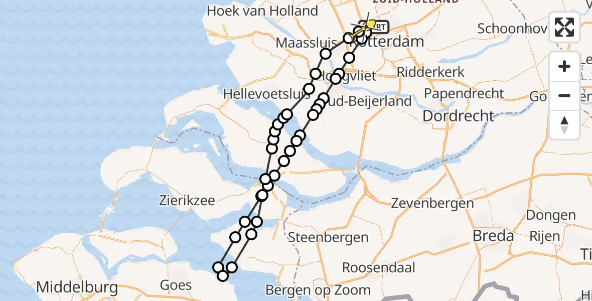 Routekaart van de vlucht: Lifeliner 2 naar Rotterdam, Plassingel
