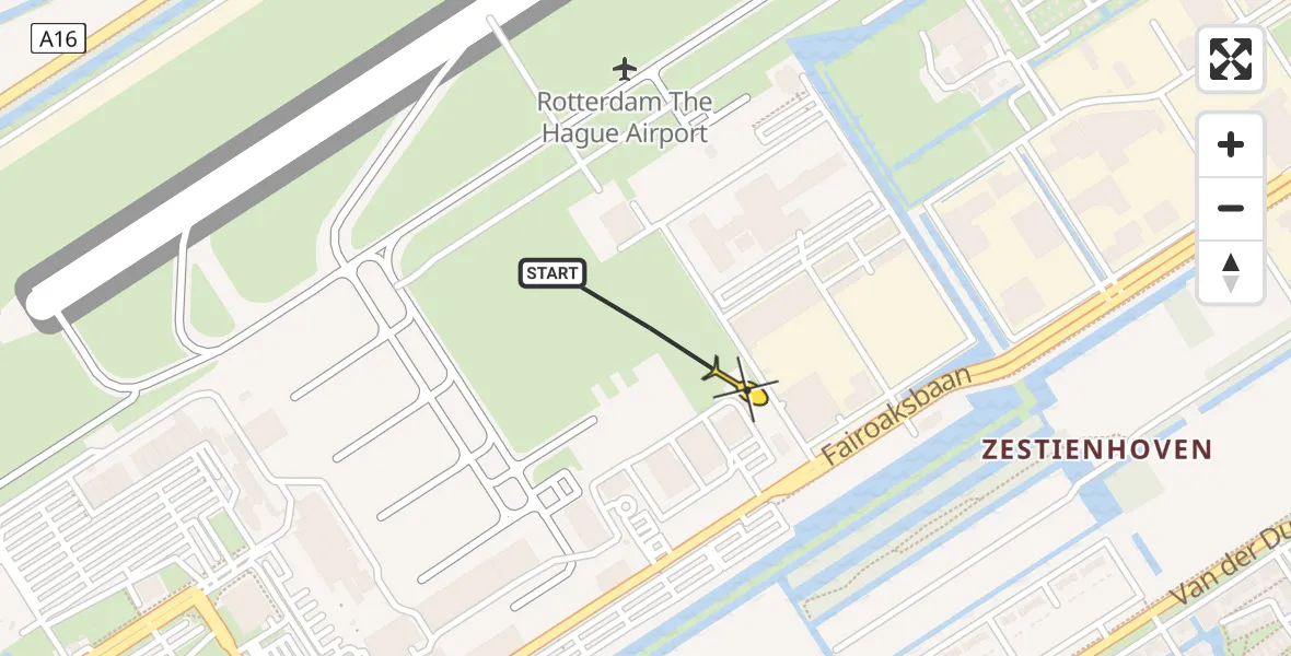 Routekaart van de vlucht: Lifeliner 2 naar Rotterdam The Hague Airport, Brandenburgbaan