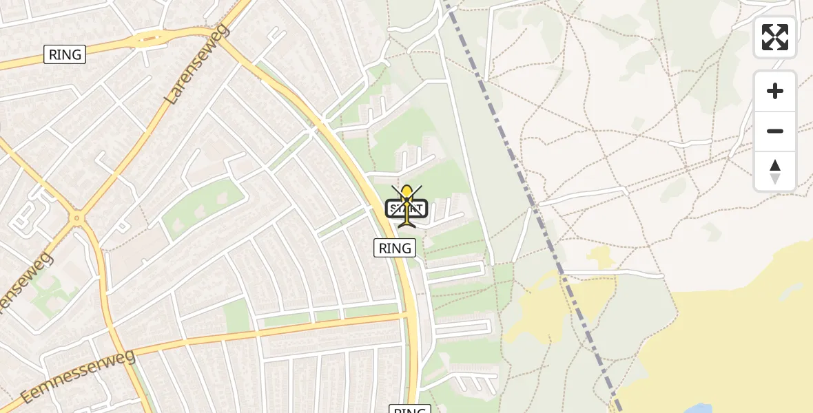 Routekaart van de vlucht: Lifeliner 1 naar Hilversum, 't Harde