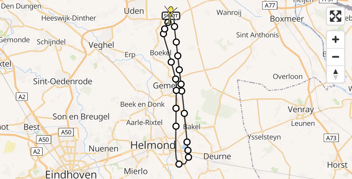 Routekaart van de vlucht: Lifeliner 3 naar Vliegbasis Volkel, Oudedijk
