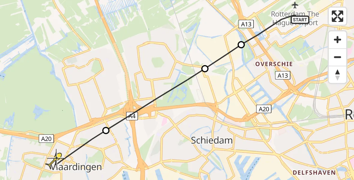 Routekaart van de vlucht: Lifeliner 2 naar Vlaardingen, Legakkerpad