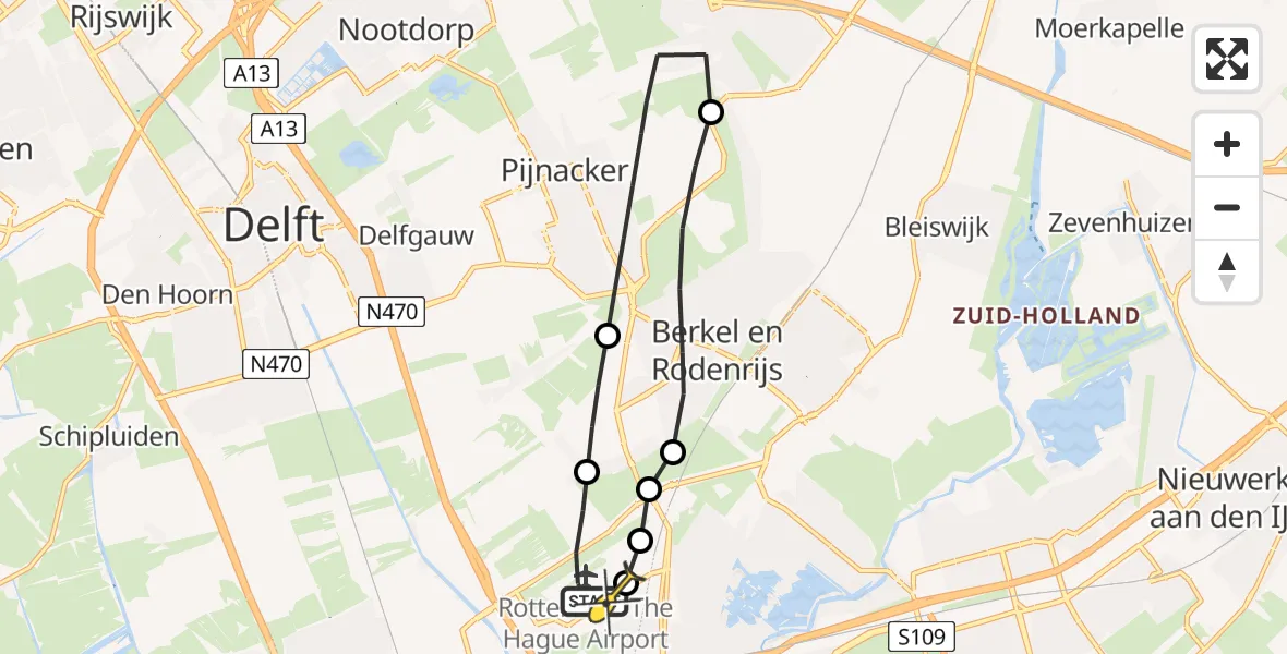 Routekaart van de vlucht: Lifeliner 2 naar Rotterdam The Hague Airport, Oude Bovendijk
