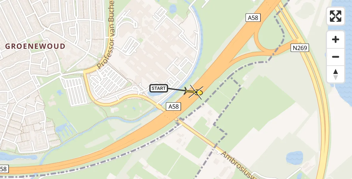 Routekaart van de vlucht: Lifeliner 2 naar Tilburg