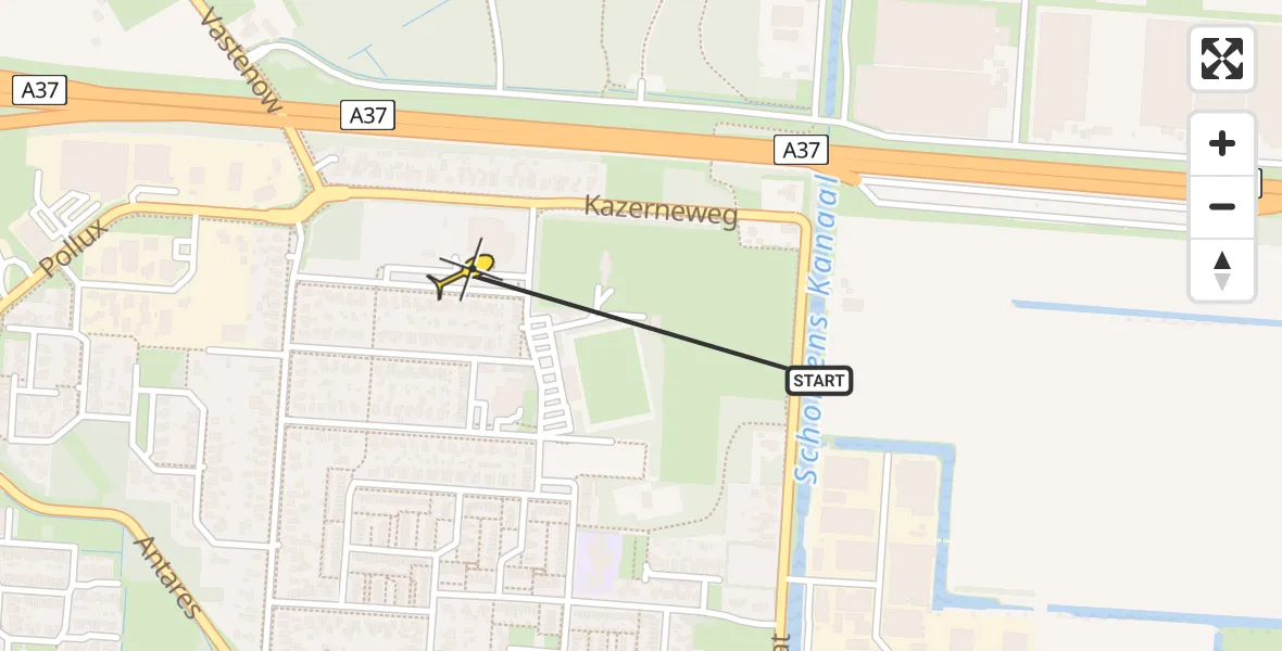 Routekaart van de vlucht: Lifeliner 4 naar Klazienaveen, Leeuw