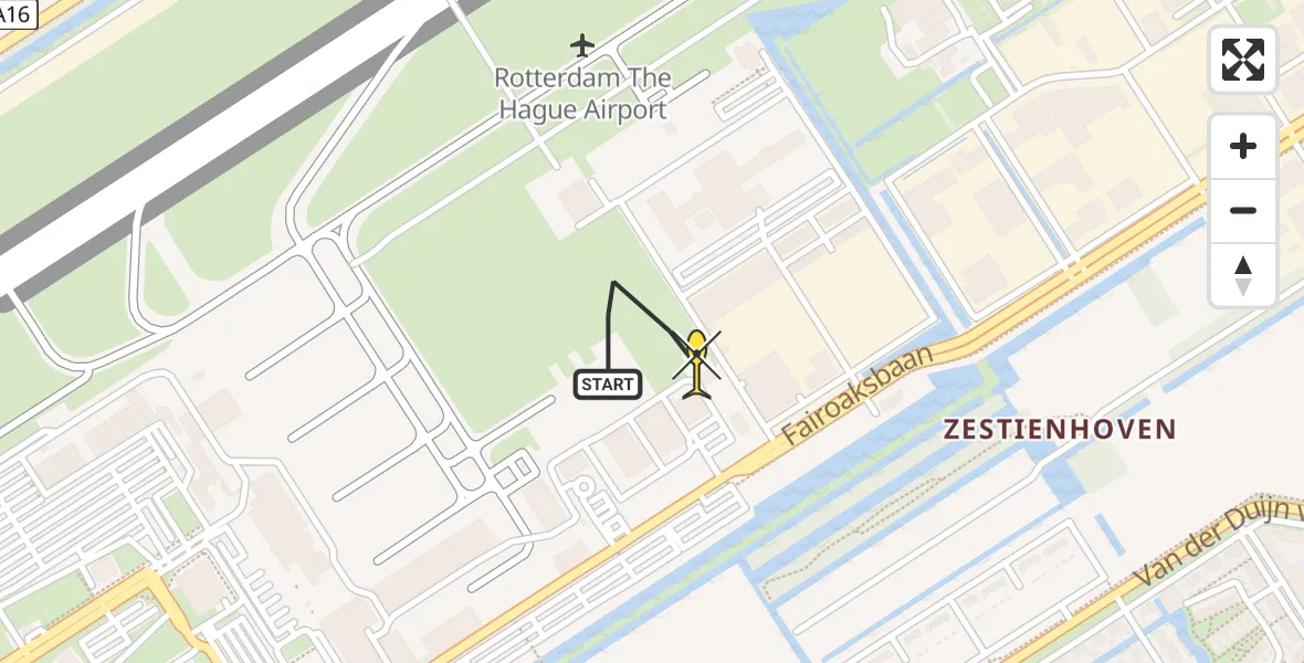 Routekaart van de vlucht: Lifeliner 2 naar Rotterdam The Hague Airport, Brandenburgbaan