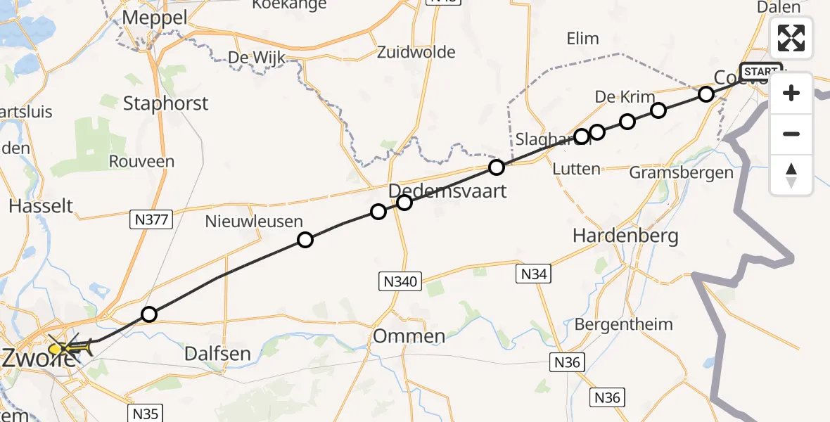 Routekaart van de vlucht: Lifeliner 4 naar Zwolle, Data