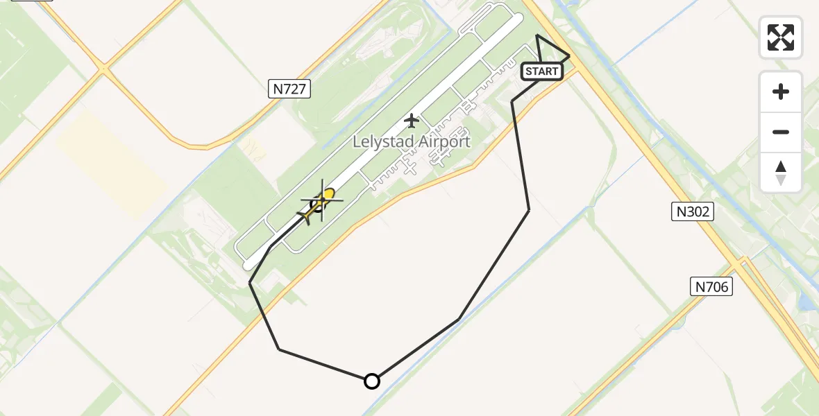 Routekaart van de vlucht: Traumahelikopter naar Lelystad Airport, Eendentocht