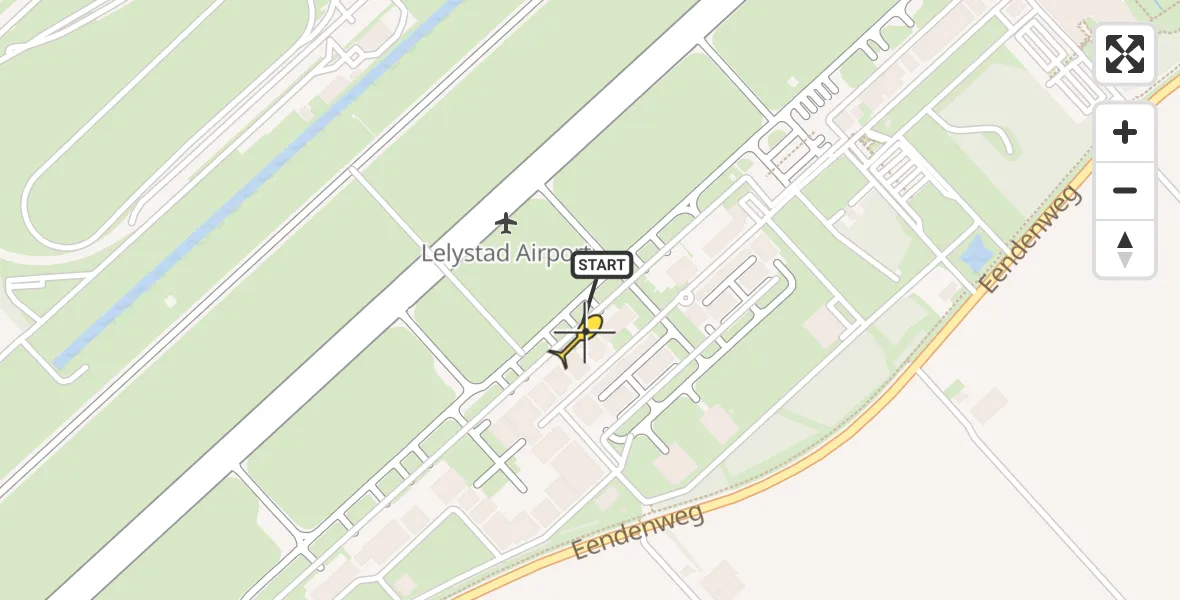 Routekaart van de vlucht: Traumaheli naar Lelystad Airport, Emoeweg