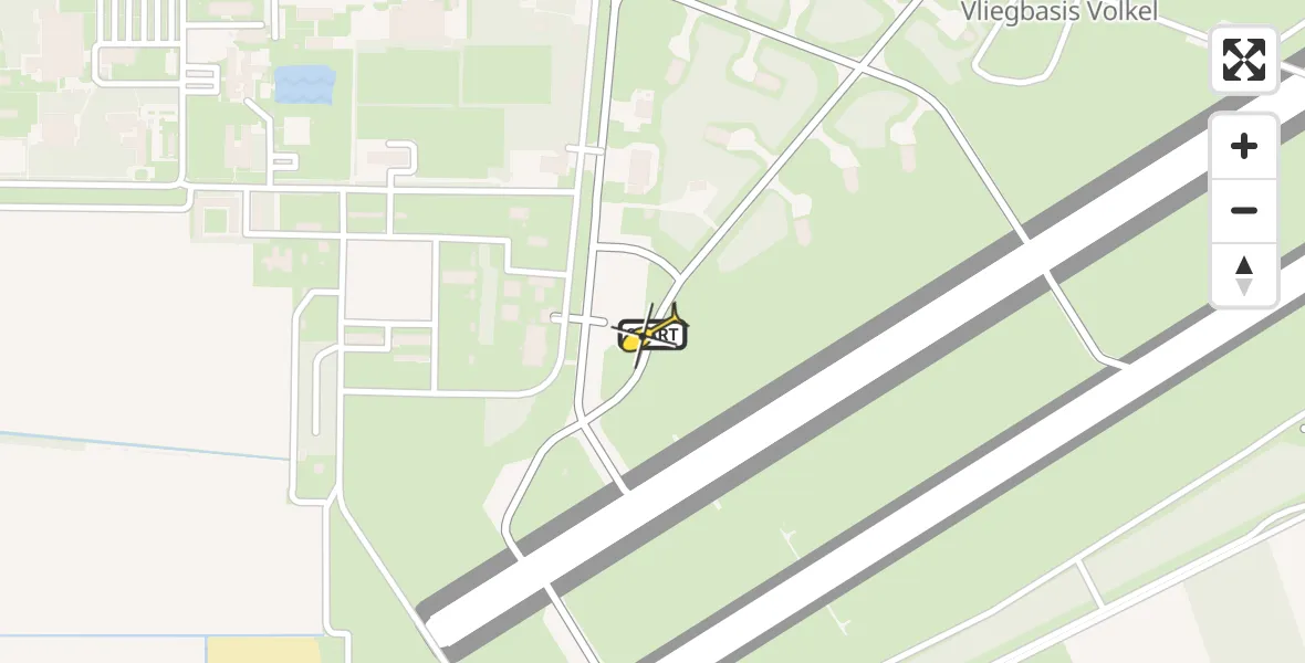 Vluchtroute Politiehelikopter van Vliegbasis Volkel naar Vliegbasis Volkel