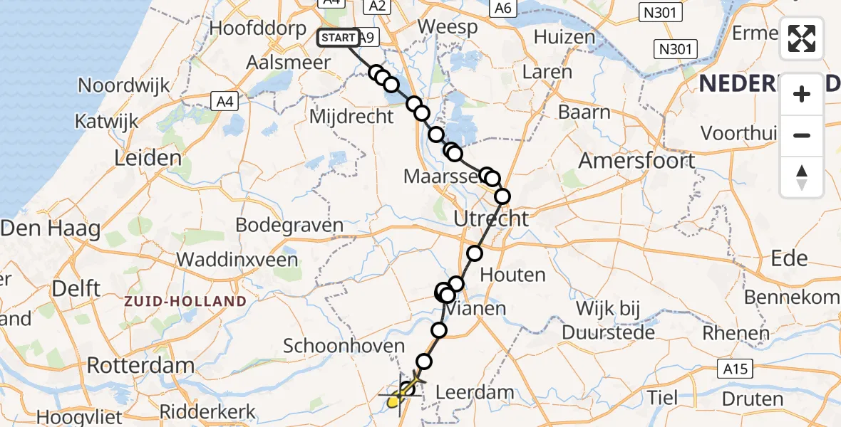 Routekaart van de vlucht: Politieheli naar Noordeloos, Logger