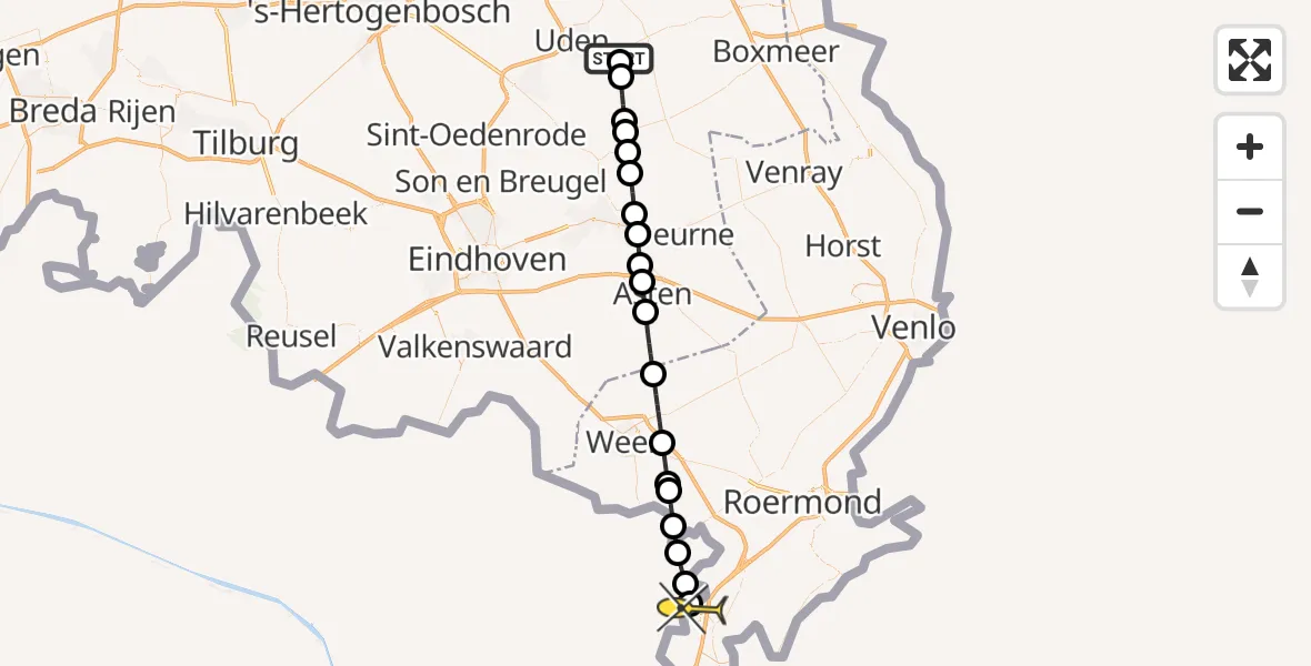 Routekaart van de vlucht: Lifeliner 3 naar Roosteren, Hemelrijkstraat