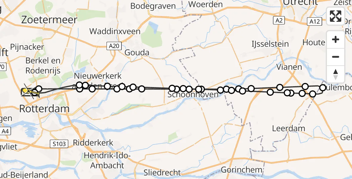 Routekaart van de vlucht: Lifeliner 2 naar Rotterdam The Hague Airport, Volkelstraat