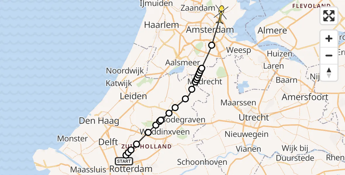 Routekaart van de vlucht: Lifeliner 2 naar Amsterdam, Doenkadepad