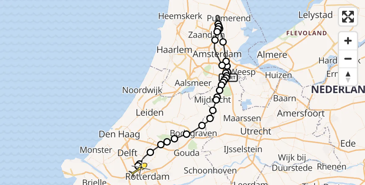 Routekaart van de vlucht: Lifeliner 2 naar Rotterdam The Hague Airport, Gaasperdammerpad