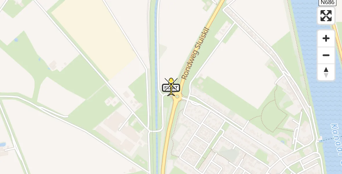 Routekaart van de vlucht: Lifeliner 2 naar Sluiskil, Baljuwlaan